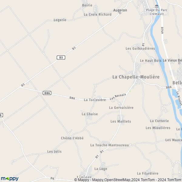 La carte pour la ville de La Chapelle-Moulière 86210