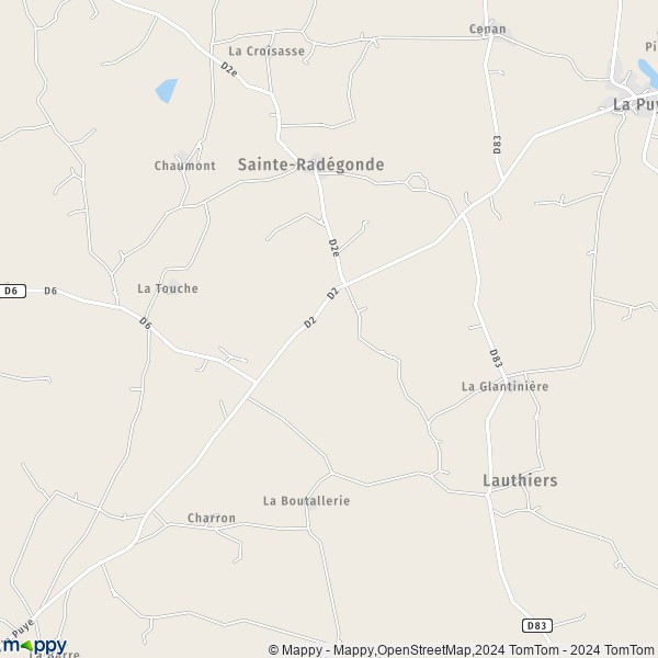 La carte pour la ville de Sainte-Radégonde 86300