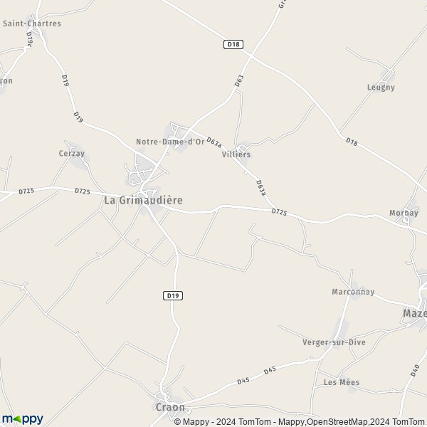 La carte pour la ville de La Grimaudière 86330