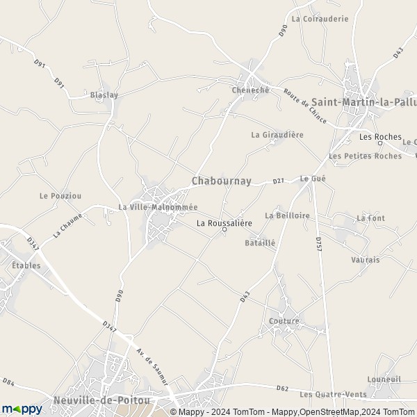 La carte pour la ville de Chabournay 86380