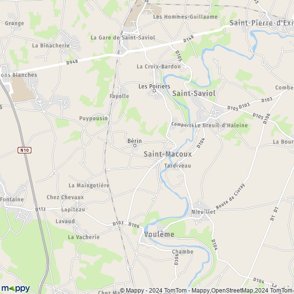 La carte pour la ville de Saint-Macoux 86400