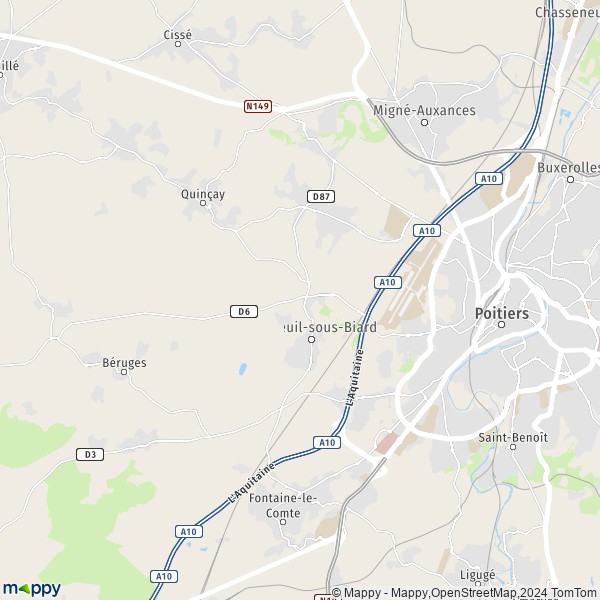 La carte pour la ville de Vouneuil-sous-Biard 86580