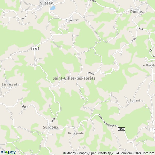 La carte pour la ville de Saint-Gilles-les-Forêts 87130
