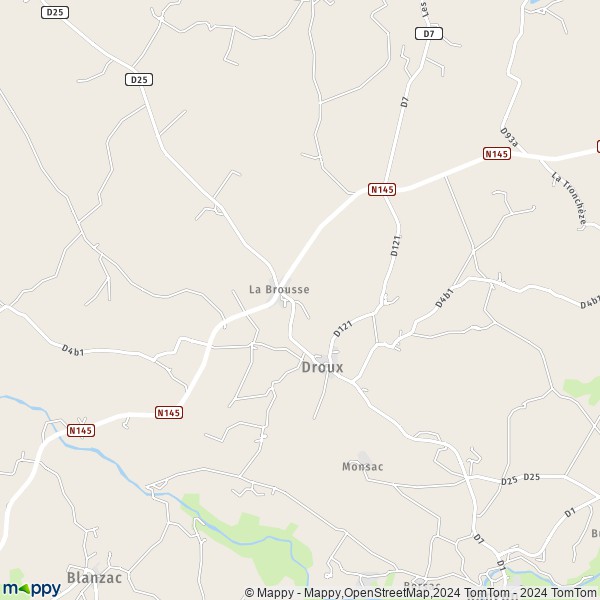 La carte pour la ville de Droux 87190