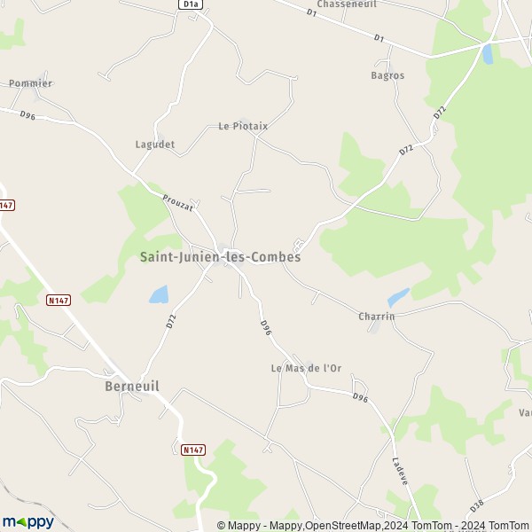 La carte pour la ville de Saint-Junien-les-Combes 87300