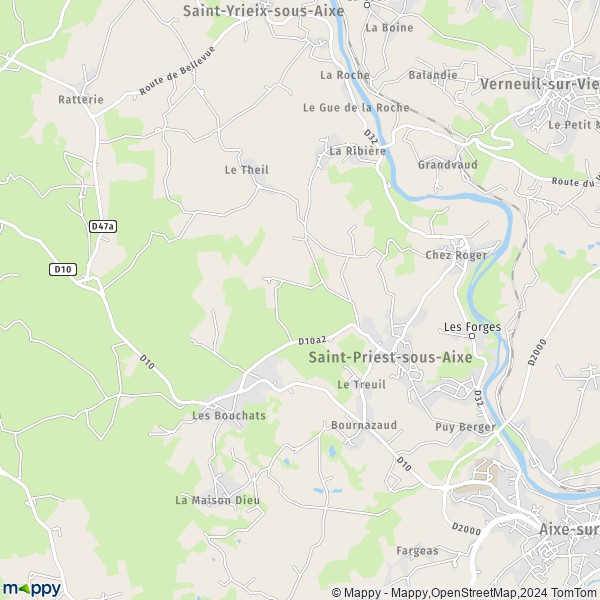 La carte pour la ville de Saint-Priest-sous-Aixe 87700