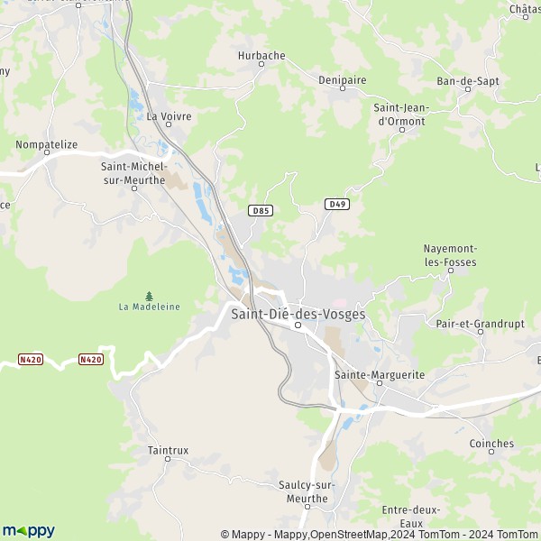 La carte pour la ville de Saint-Dié-des-Vosges 88100