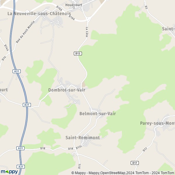 La carte pour la ville de Dombrot-sur-Vair 88170