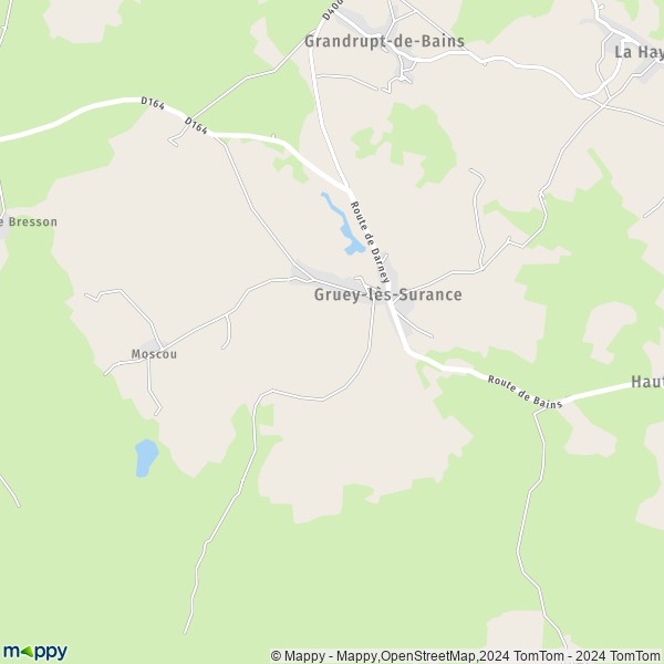 La carte pour la ville de Gruey-lès-Surance 88240