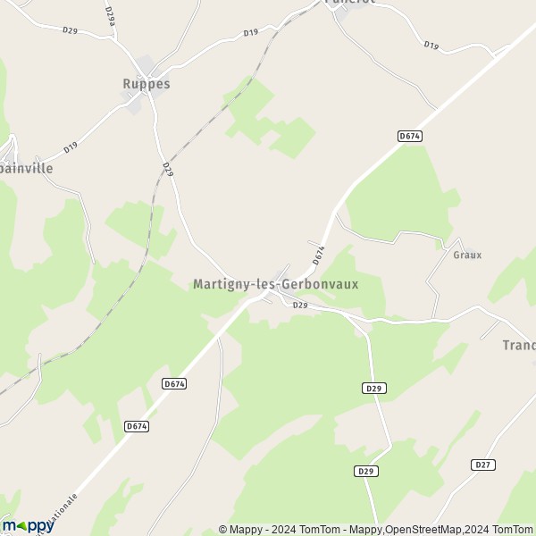 La carte pour la ville de Martigny-les-Gerbonvaux 88300