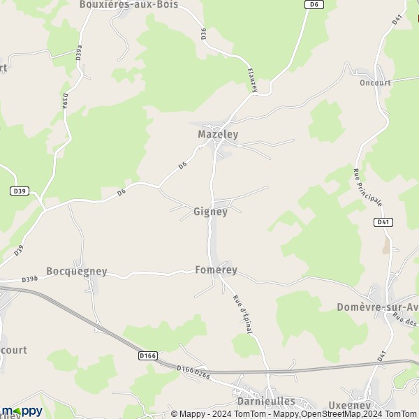 La carte pour la ville de Gigney 88390