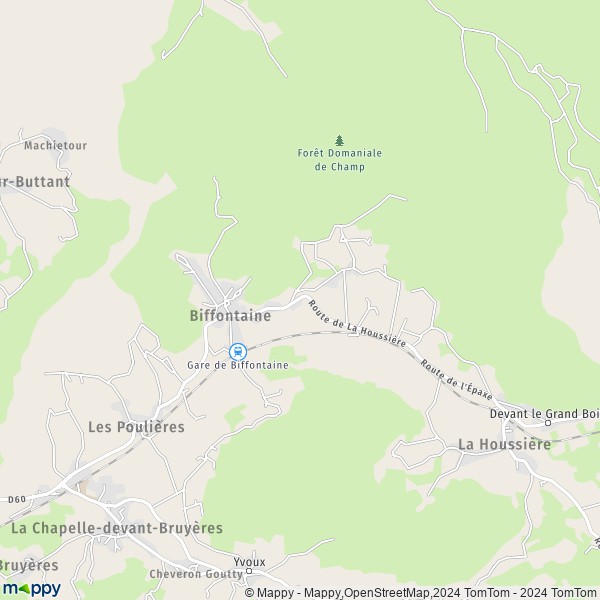 La carte pour la ville de Biffontaine 88430