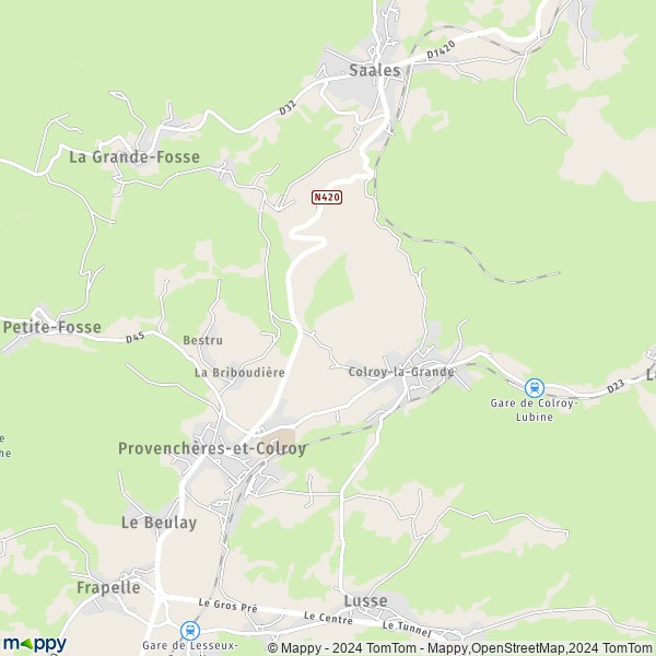 La carte pour la ville de Provenchères-et-Colroy 88490