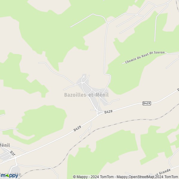 La carte pour la ville de Bazoilles-et-Ménil 88500