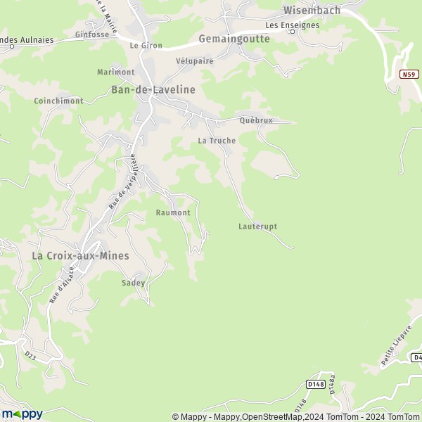 La carte pour la ville de Ban-de-Laveline 88520