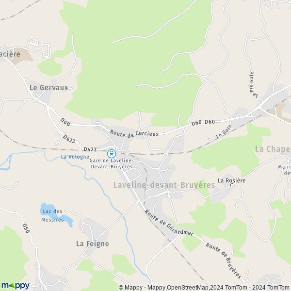 La carte pour la ville de Laveline-devant-Bruyères 88600