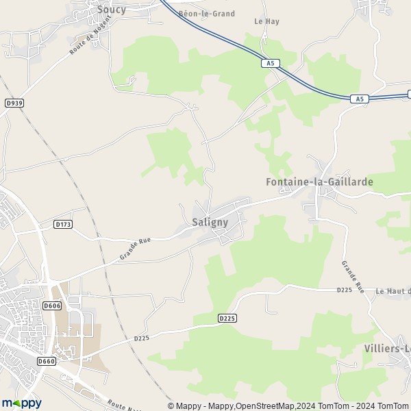 La carte pour la ville de Saligny 89100