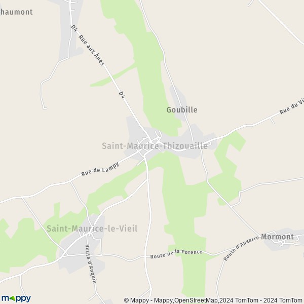 La carte pour la ville de Saint-Maurice-Thizouaille 89110