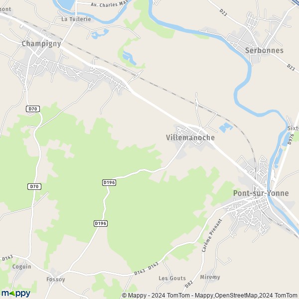 La carte pour la ville de Villemanoche 89140