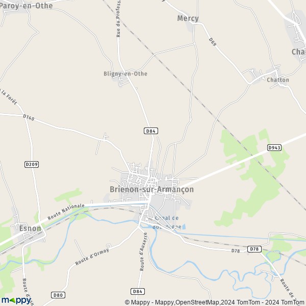 La carte pour la ville de Brienon-sur-Armançon 89210