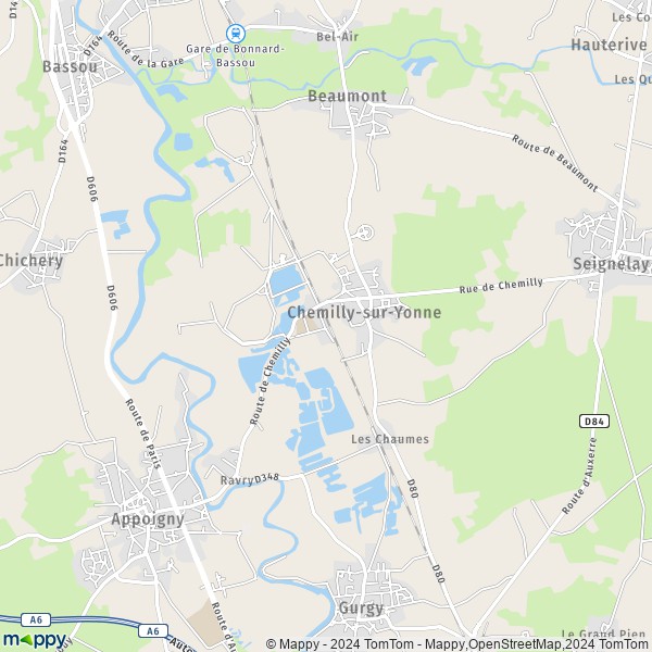 La carte pour la ville de Chemilly-sur-Yonne 89250