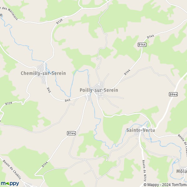 La carte pour la ville de Poilly-sur-Serein 89310