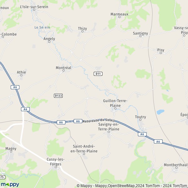 La carte pour la ville de Cisery, 89420 Guillon-Terre-Plaine
