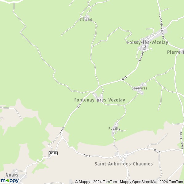 La carte pour la ville de Fontenay-près-Vézelay 89450