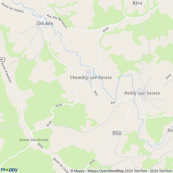 La carte pour la ville de Chemilly-sur-Serein 89800