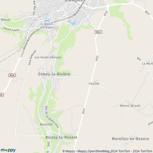 La carte pour la ville de Ormoy-la-Rivière 91150