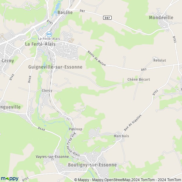 La carte pour la ville de Guigneville-sur-Essonne 91590