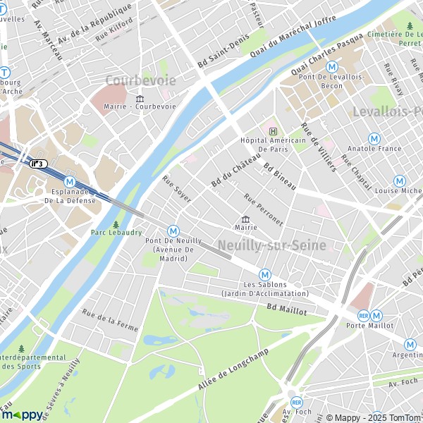 La carte pour la ville de Neuilly-sur-Seine 92200