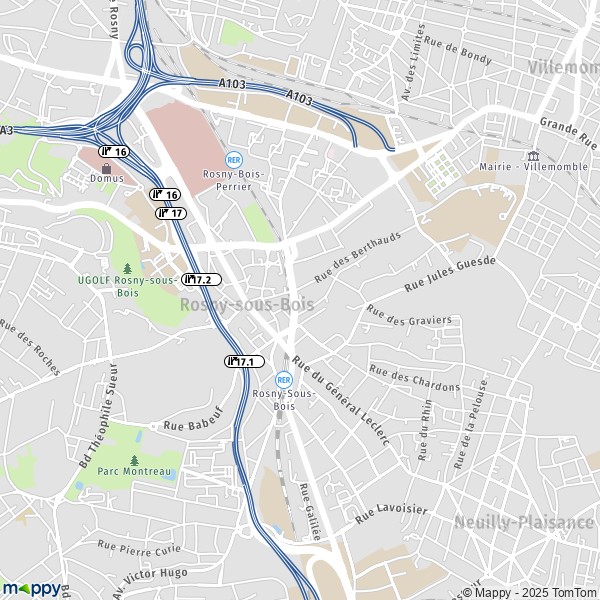 La carte pour la ville de Rosny-sous-Bois 93110