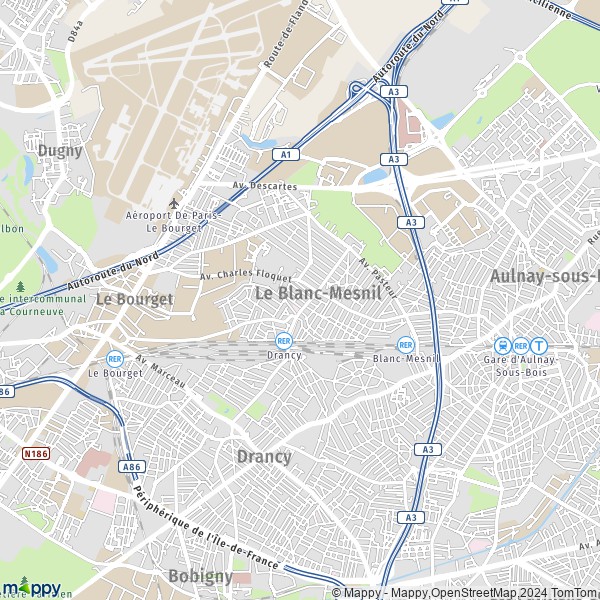 La carte pour la ville de Le Blanc-Mesnil 93150