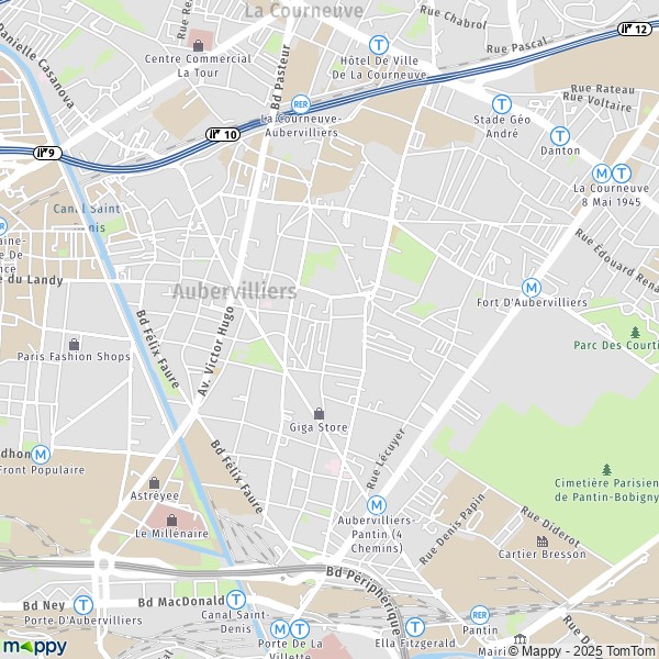 La carte pour la ville de Aubervilliers 93300