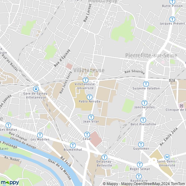 La carte pour la ville de Villetaneuse 93430