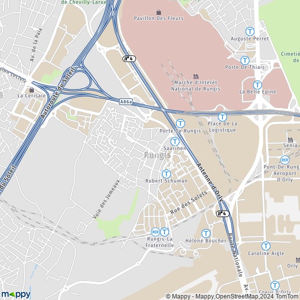 La carte pour la ville de Rungis 94150