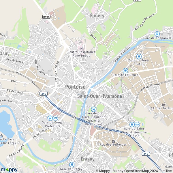 La carte pour la ville de Pontoise 95000-95300