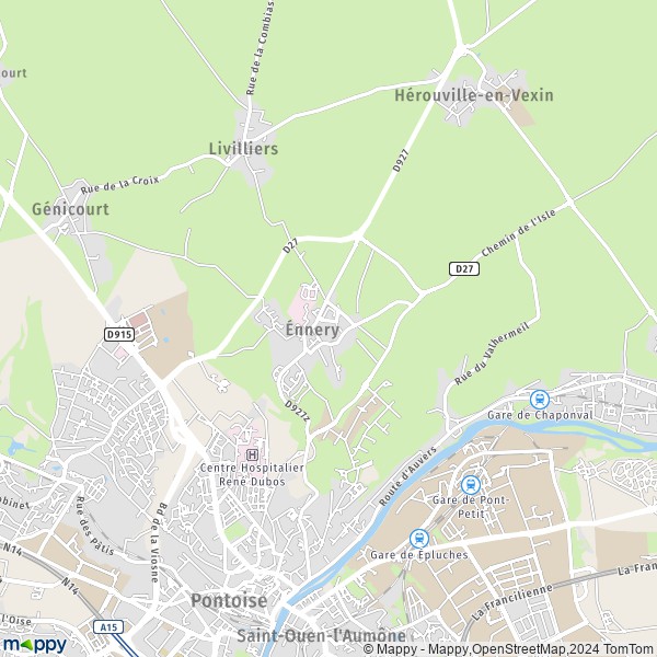 La carte pour la ville de Énnery 95300