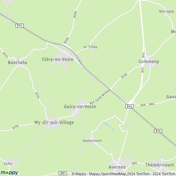 La carte pour la ville de Guiry-en-Vexin 95450