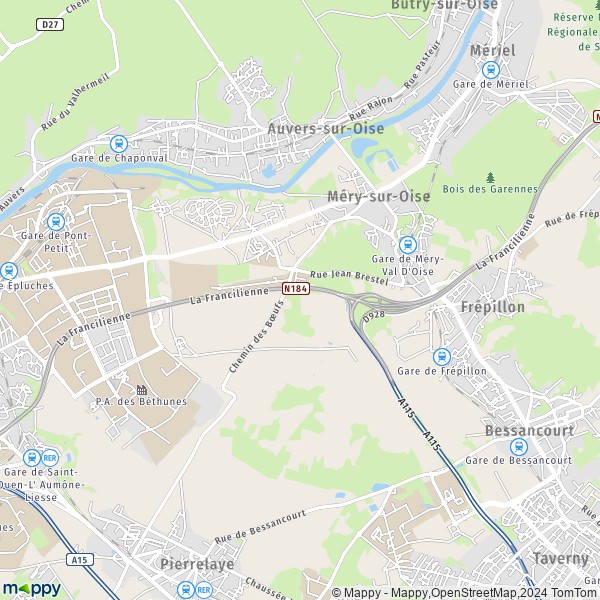 La carte pour la ville de Méry-sur-Oise 95540