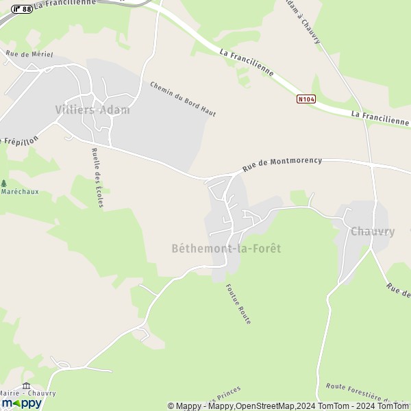 La carte pour la ville de Béthemont-la-Forêt 95840