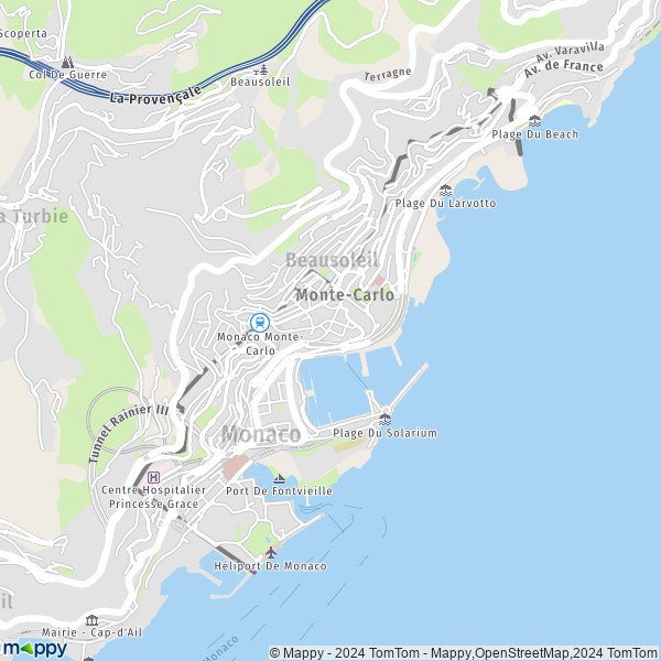 La carte pour la ville de Monaco 98000