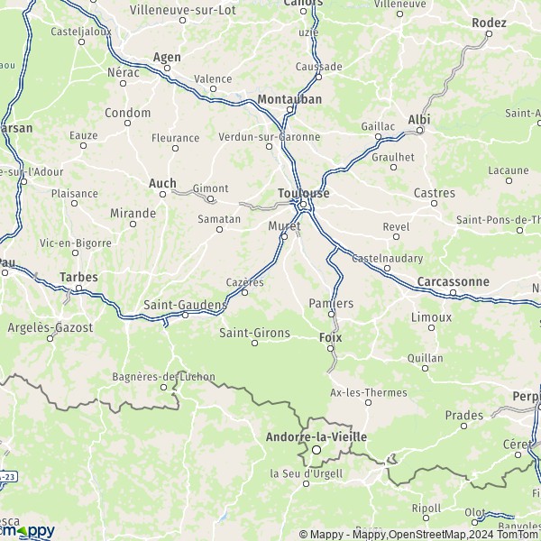 La carte du département Haute-Garonne