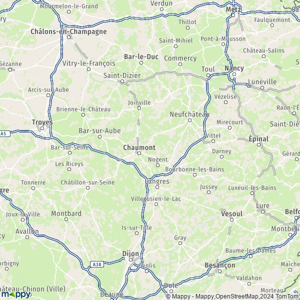 La carte du département Haute-Marne