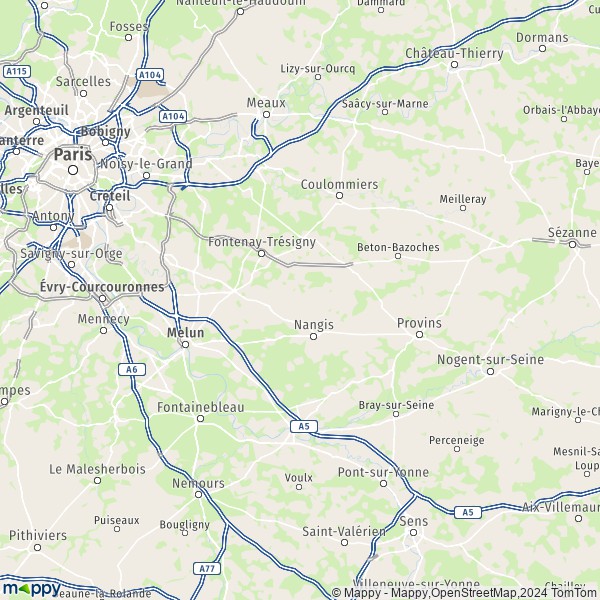 La carte du département Seine-et-Marne