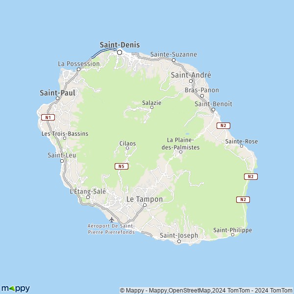 La carte du département Réunion