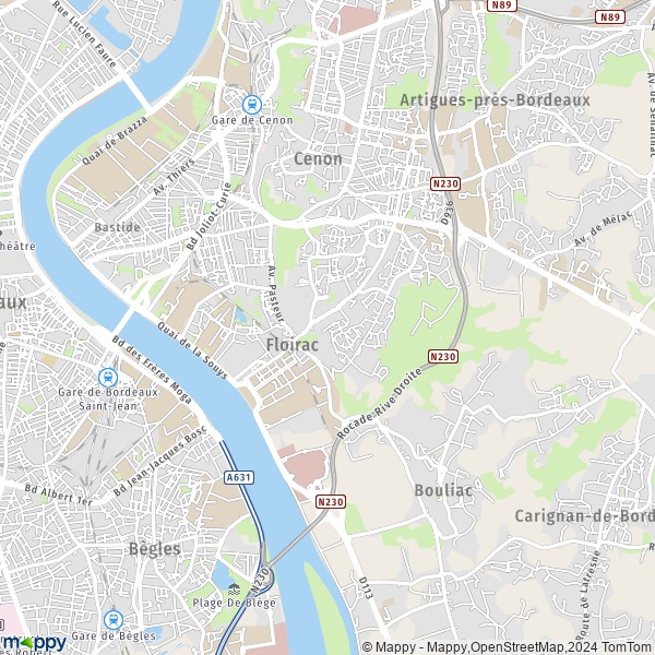 La carte pour la ville de Saint-Romain-sur-Gironde, Floirac