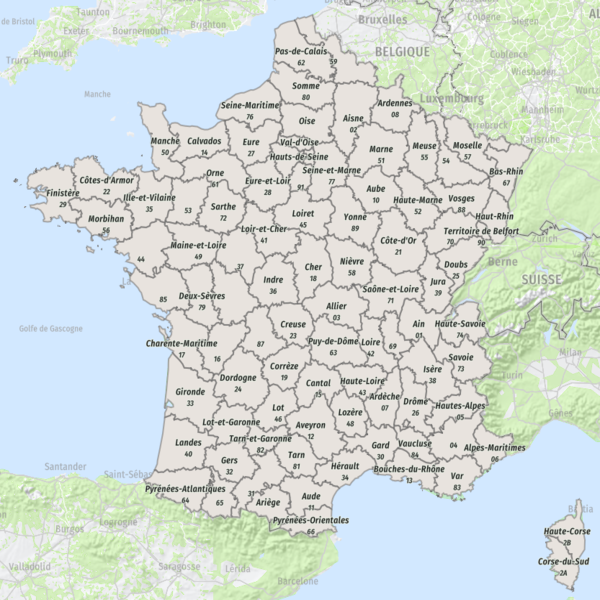 Carte des départements - France