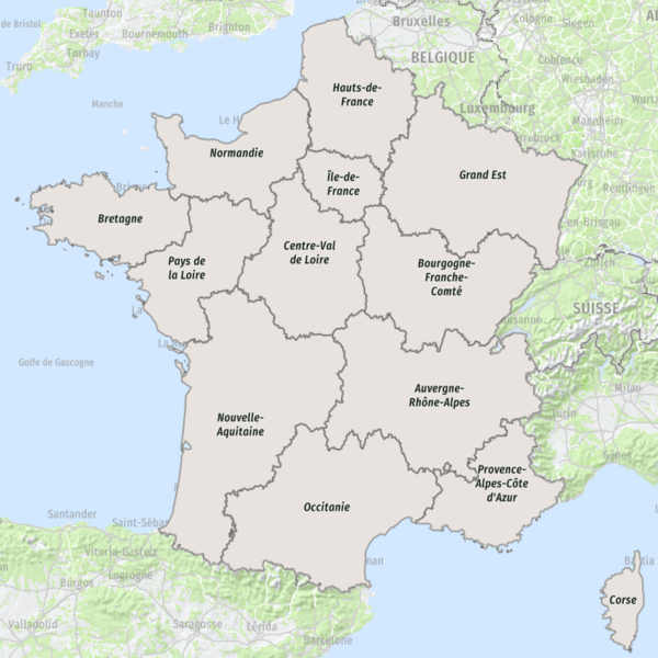 Carte des régions - France